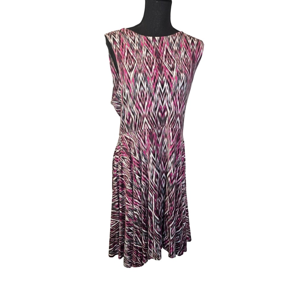 Cynthia‎ Rowley Fit and Flare Dress Womens XL Pink Ikat Geometric Sleeveless